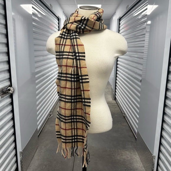 Vintage Burberry wool made in england nova check fringe scarf - Picture 1 of 5